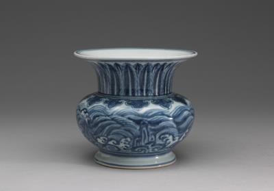 图片[2]-Zhadou spittoon with decoration of plantain leaves in underglaze blue, Ming dynasty, Zhengde reign (1506-1521)-China Archive